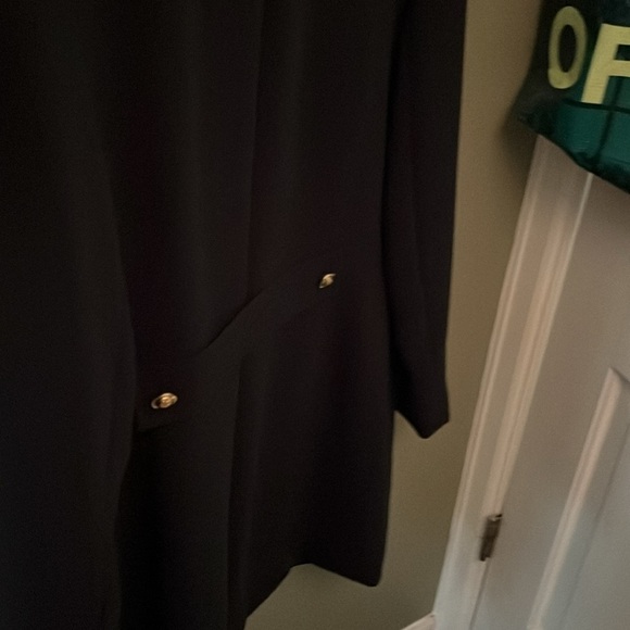 Tahari Black Trench Coat with Gold Accents - Picture 4 of 5